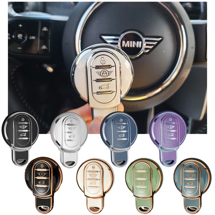 도우팩토리미니쿠퍼 TPU 실리콘 키 케이스 F시르즈 F54, F55, F56, F57, F560, 8가지색상, 1.블랙실버 TPU 1개