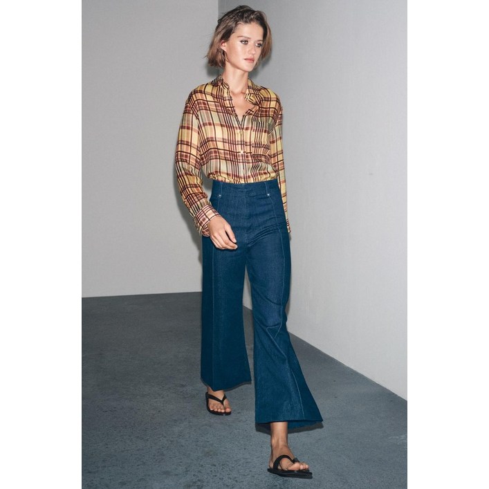 국내발송 ZARA 여성 JEANS ZW COLLECTION WIDE LEG 하이웨이스트  블루 386083