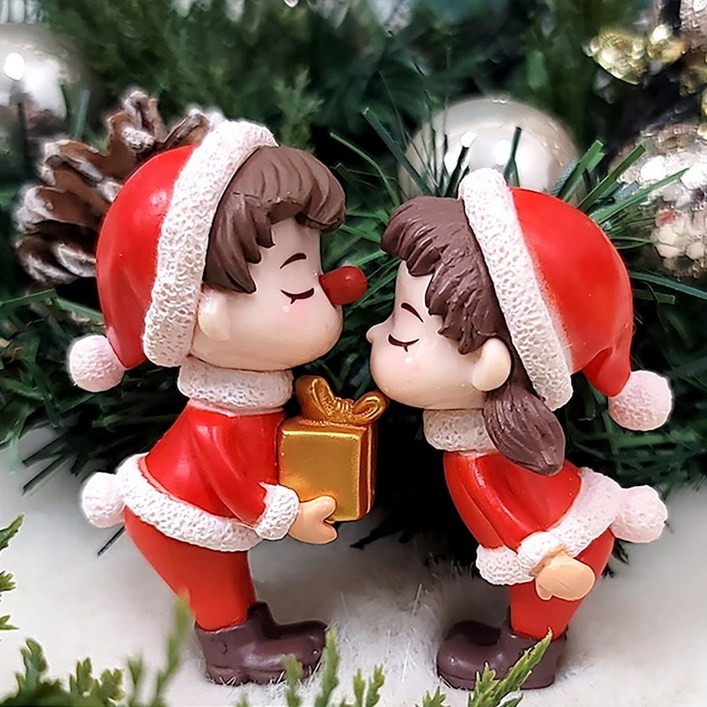 크리스마스 산타 커플 피규어 미니어처 DIY 장식 소품 재료