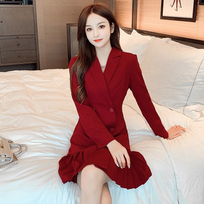 D913 체르베 빅사이즈 테일러드 자켓 원피스 44110