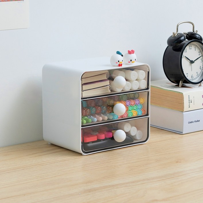 YOUNG 공간 활용 끝판왕 3단 슬라이딩 데스크 수납함 미니 책상 정리함 소품 정리 박스