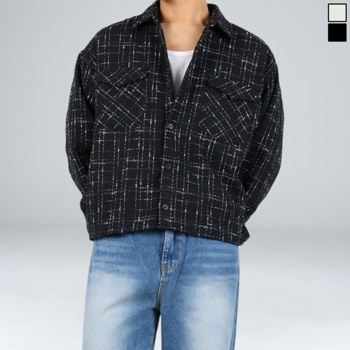 이황에프엔씨 트위드 크롭 셔츠 자켓 65981
