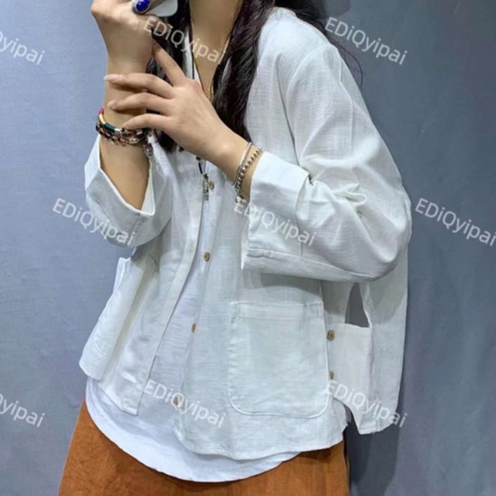 하마마스 봄 가을 브이넥 린넨자켓 환절기 마자켓 루즈핏 7227