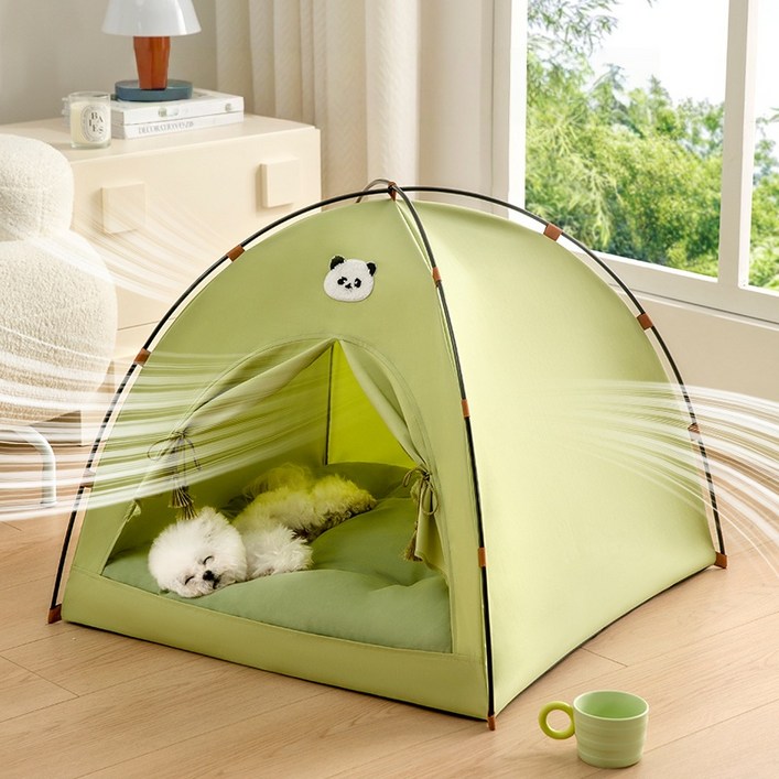 Arsjuo 반려동물 원터치 텐트 하우스 강아지 집 고양이 숨숨집 방석 포함