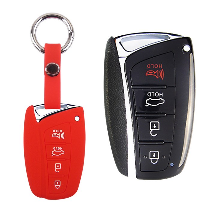 더조은셀러 현대 그랜져HD 싼타페DM 맥스크루즈 제네시스DH 에구스 호환 스마트키 키링키홀더 실리콘 케이스 key01 키홀더