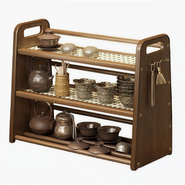 Deokol 독창성 데스크 선반 빈티지 수납 선반, 3단, 호두색
