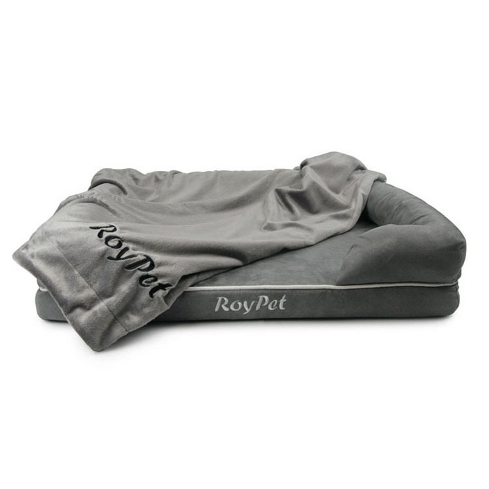 로이펫 메모리폼 프리미엄 강아지방석 소중대형 애견침대 쿠션 방석, 3.그레이 M65cm x 50cm  블랭킷, 1개