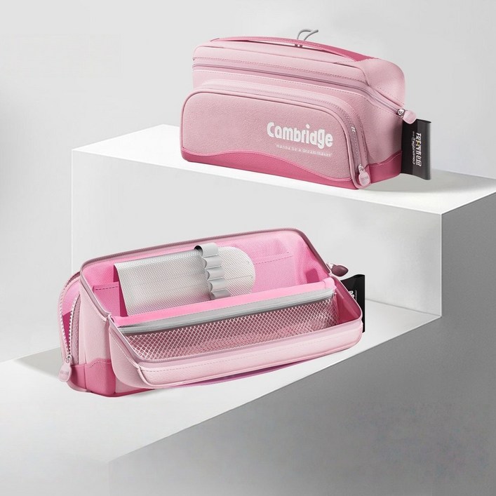 SMILE MORLI 버티컬 올인원 스탠딩 필통 오픈형 대용량 팬 파우치, 1개, 핑크