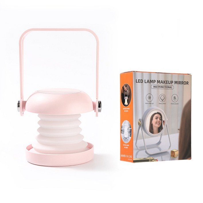 LareinaT 무선 무드등 인테리어 조명 미니 스탠드 3단 밝기조절 수면등, 핑크색