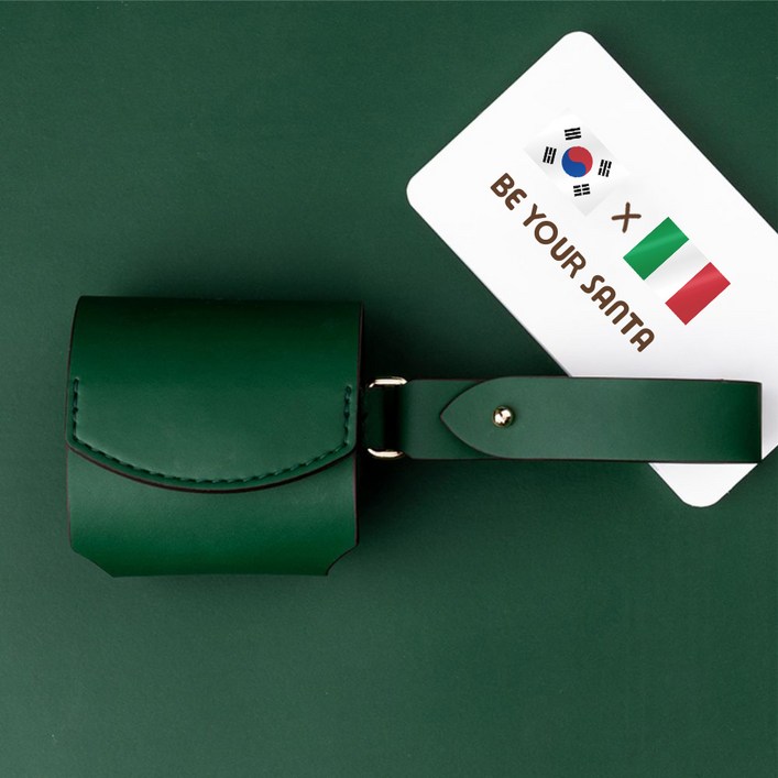 비유어산타 에어팟 3세대 가죽케이스 핸드스트랩 일체형 이태리 소재 밀라노, 그린 비유어산타 에어팟 3세대 가죽케이스 핸드스트랩 일체형 이태리 소재 밀라노, 그린