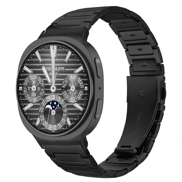 캘릭스 갤럭시워치 호환 노틸러스 메탈 스트랩 밴드 시계줄, 블랙