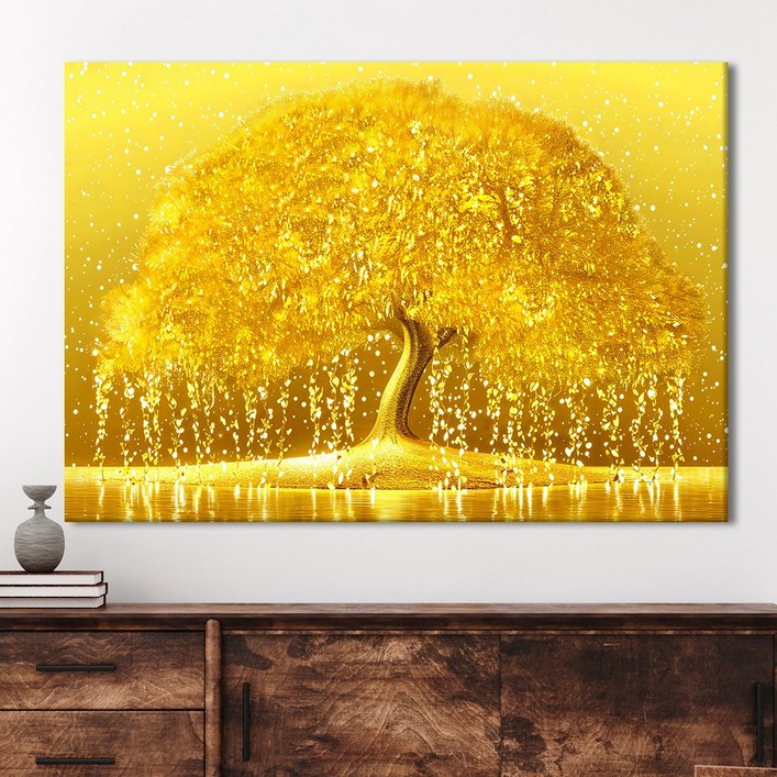인메이블 황금 골드 돈들어오는 돈나무 그림 액자 거실 복도 인테리어 개업 집들이 선물, 골드메탈액자
