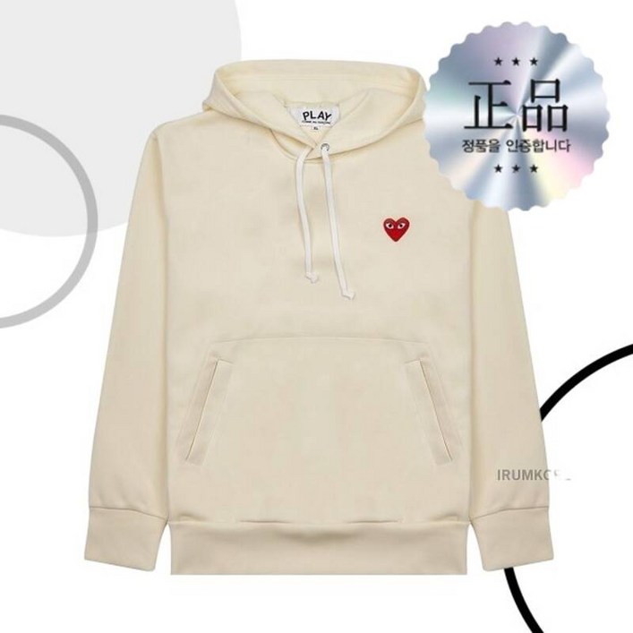 꼼데가르송 FW24 공용 하트 와펜 후드티셔츠 AX T174 051 3 IVORY 249291