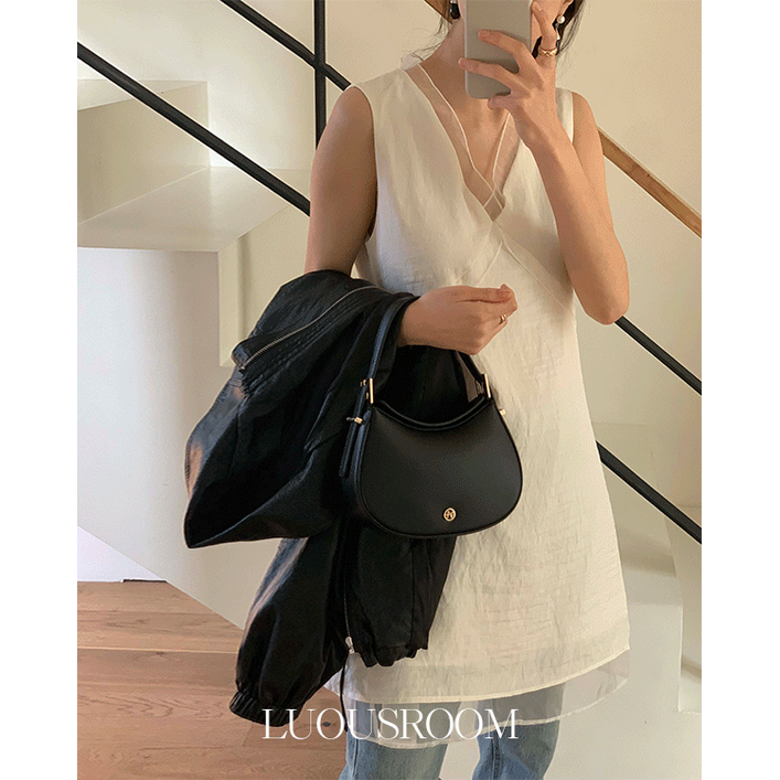 루어스룸 클라렛 봄 레이어드 새틴 브이넥 하객룩 미니 원피스