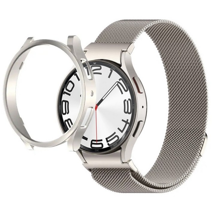 아이메이드잇 갤럭시워치 호환 밀레니즈루프 밴드 메탈 스트랩 케이스 세트, 스타라이트, 1개