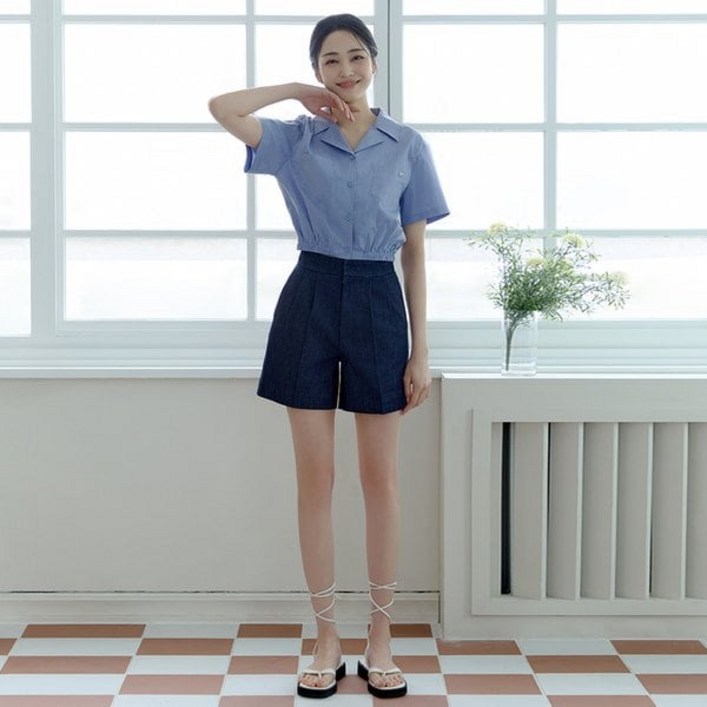 잇미샤 24 SS 잇미샤 투턱 데님 숏 팬츠 ITO5ZDP730 잇미샤 24 SS 잇미샤 투턱 데님 숏 팬츠 ITO5ZDP730
