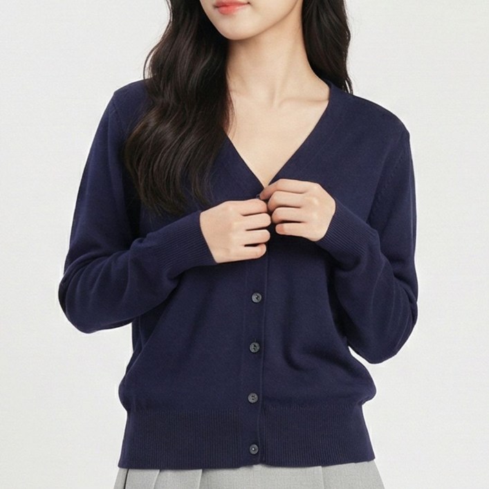 바이로이 소프트터치 여성 모달 브이넥 긴팔 니트 가디건