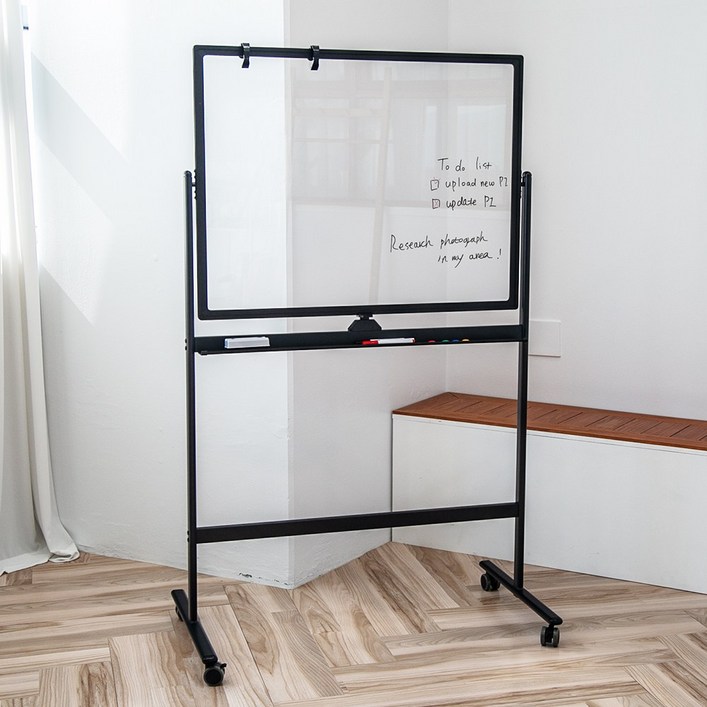 101도 강화유리 투명 메모보드 360도 회전 화이트보드 이동식칠판 투명칠판