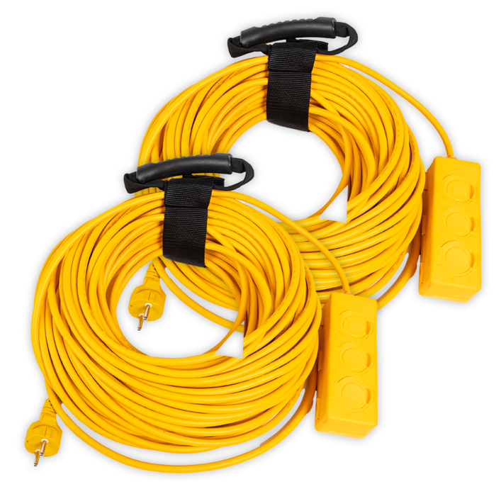 툴리버 3구 전기 콘센트 작업선 산업용 캠핌용 연장선 멀티탭, 50m, 노랑색, 2개