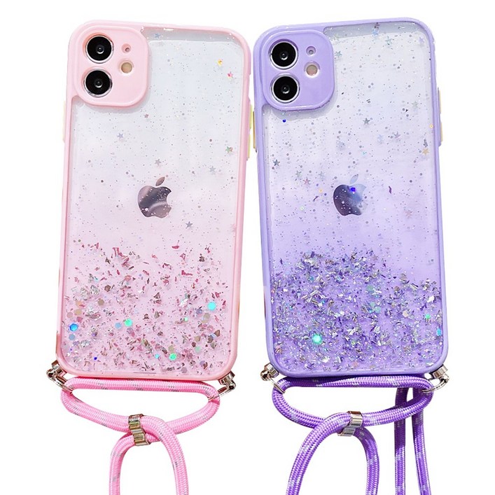 사은품갤럭시 A42 A32 점프 버디 아이폰 8 7 SE3 전기종 핸즈프리 스트랩 목걸이 줄 이쁜 글리터 투명 실리콘 어린이 초등학생 키즈폰 케이스 PT871