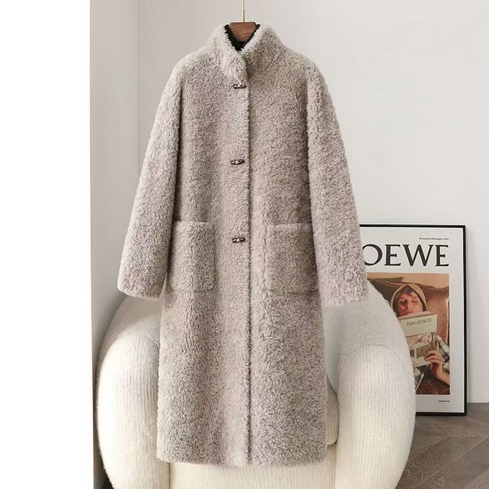 JoYouth 여성 자켓 양털 무스탕 코트 롱코트 루즈핏 캐주얼 아우터