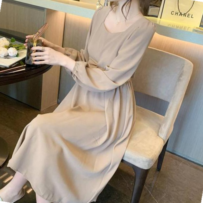 블링앤수 여성 브이넥 소매 퍼프 허리 셔링 원피스 KZZ667 베이지 678000EA