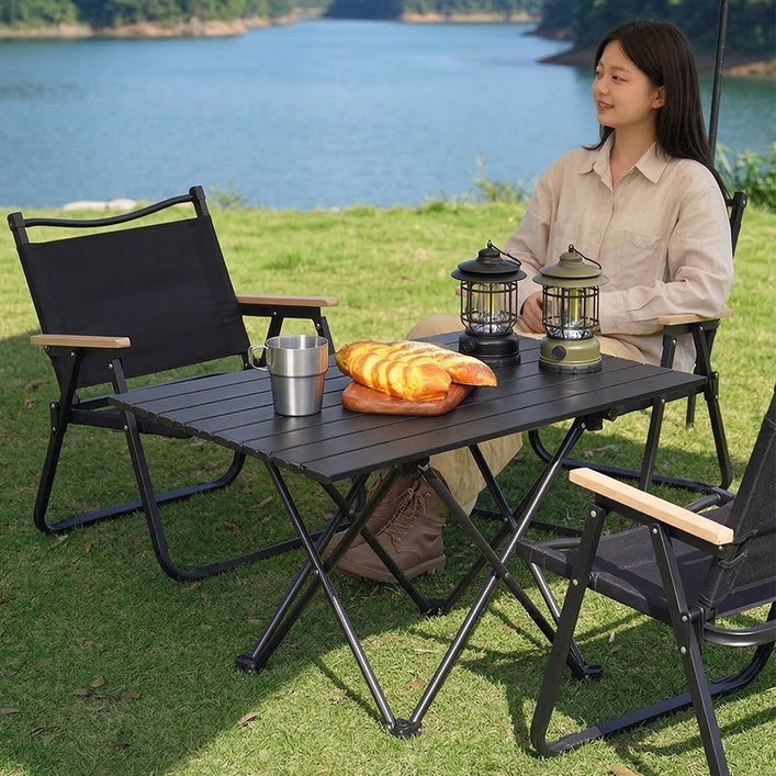 [런런피티]접이식 캠핑 테이블 초경량 휴대용 야외 테이블 방수 내구성 캠핑용 테이블, 블랙