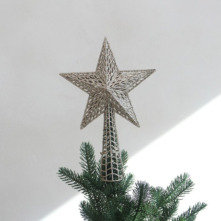 해피인어스 기둥 트리 탑 별 오너먼트 크리스마스, 1개, 샴페인골드