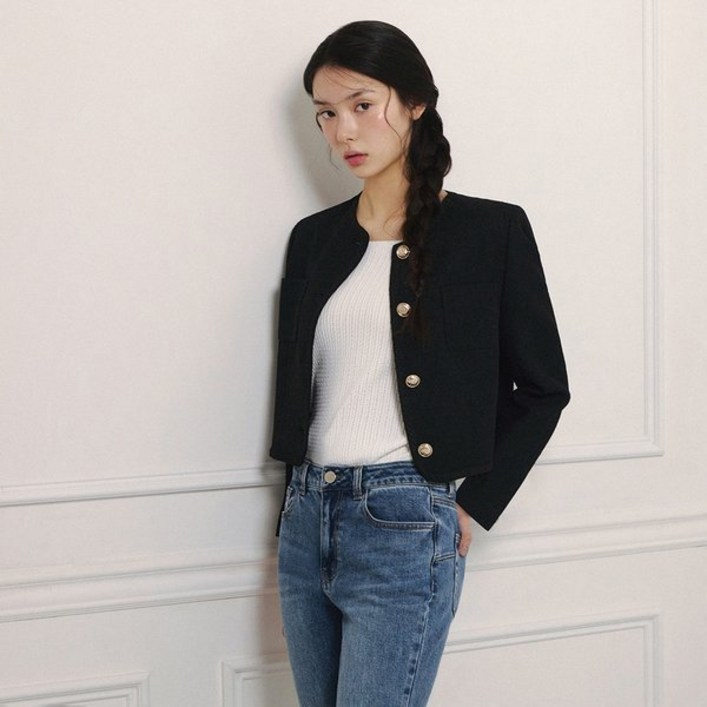 하객룩 출근룩 잇미샤 25 SS 라운드넥 버튼업 자켓 ITP4ZJK860 심플 미니멀