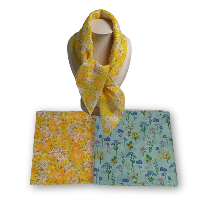 땡스조이 국산 여성손수건 아사 면100 손수건스카프 2개, 4개 큰사이즈