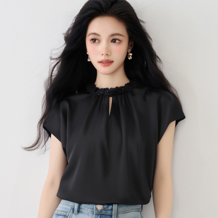 휠렉스 여성 패션 오피스룩 반팔 레이스 루즈핏 블라우스 JA49