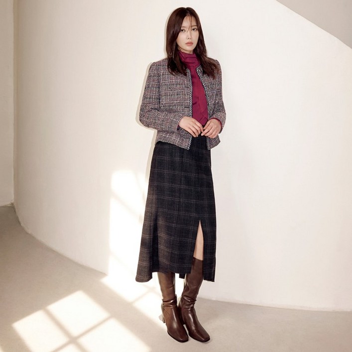 베스띠벨리 슬릿 체크 A라인 스커트  BHSAX2324