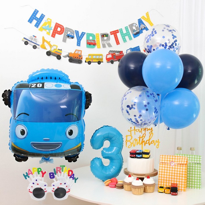 타요풍선 생일파티세트 숫자풍선
