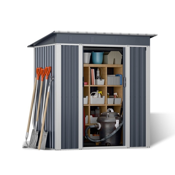 레드와이 조립식창고 6x4 슬로웁타입 플랫타입 조립이 쉬운 스틸창고 프리미엄 야외 미니 소형 이동식 간이 전원주택, 6x4 플랫형콜드그레이