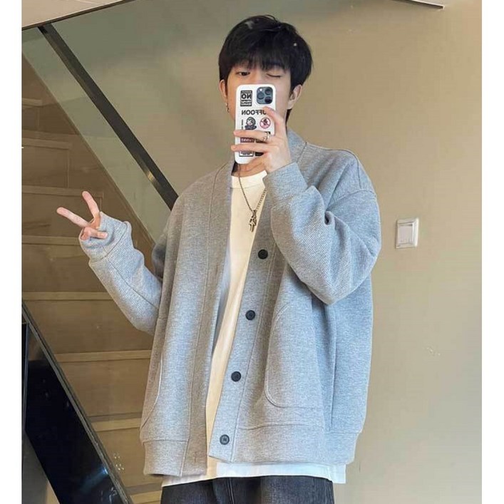 THE G&G남성용 무지 브이넥 가디건-VG