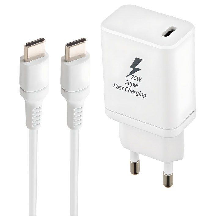 지파워 PD25W C타입 초고속 충전기  케이블 세트, 화이트, 1세트