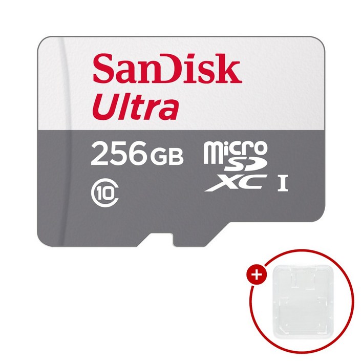 샌디스크 마이크로SD카드 울트라 SDSQUNR256GB  SD카드 케이스