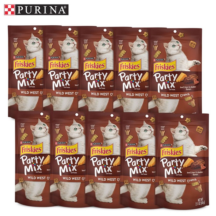 퓨리나 프리스키 파티믹스 고양이 간식 바삭바삭 과자 비스킷, 10개, 60g, 와일드 카우보이