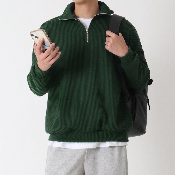 당일출고 M4XL 지지블랙 로베르 오버핏 하찌 반집업 니트 빅사이즈