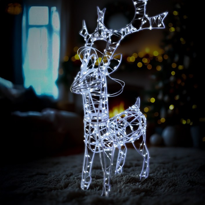 사슴 크리스마스 대형 장식 점멸혼합 LED 스파클라이트 루돌프 조형물 조명, 1개, 백색