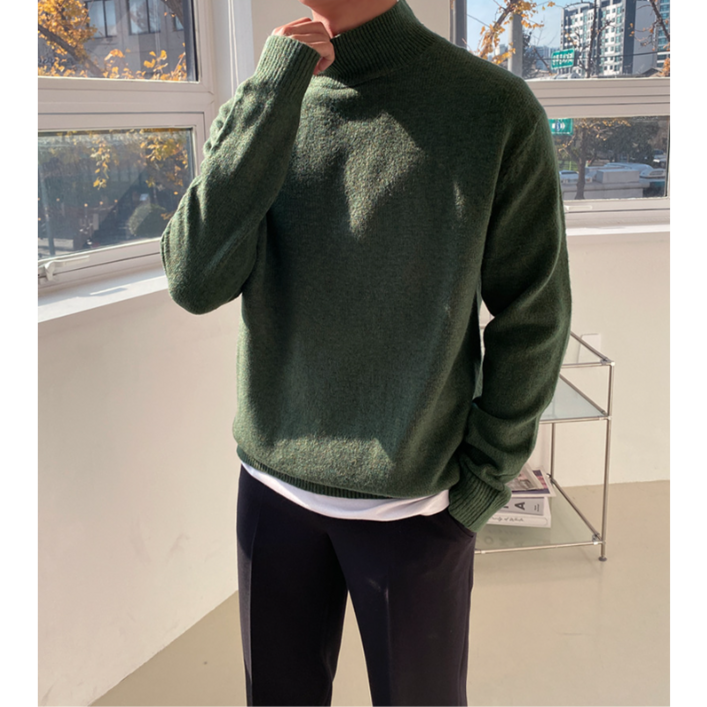 제이웰남자 남성용 울소재 고급캐시미어 니트 터틀넥 맨투맨 반목폴라  반폴라 하프넥