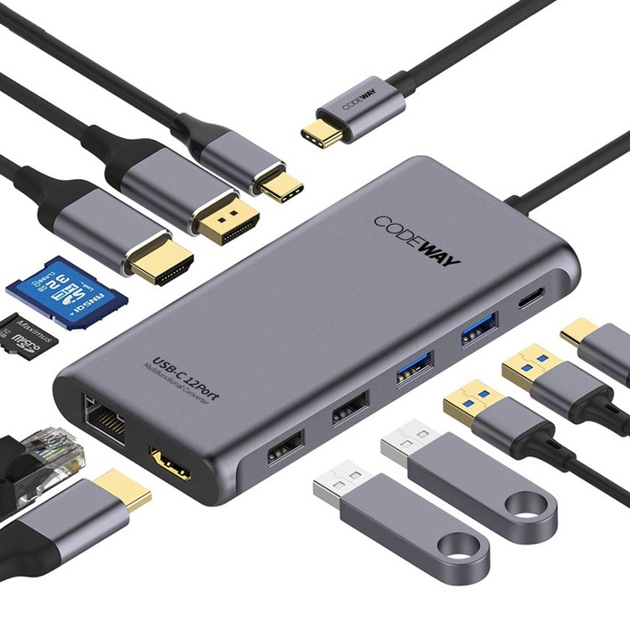 USB C타입 12in1 4K60Hz 노트북 멀티허브 USB C타입 12in1 4K60Hz 노트북 멀티허브