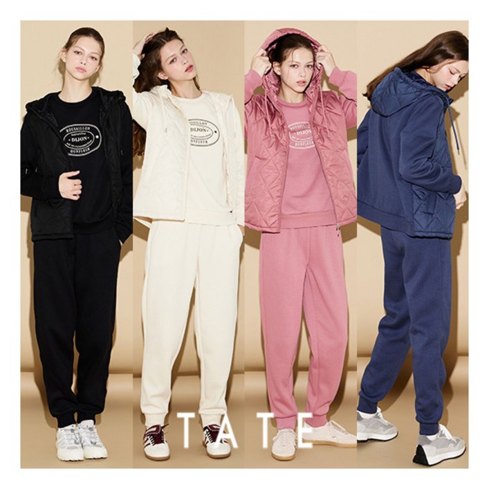 테이트 ○TATE 24FW 여성 퀼팅 배색 트랙수트 3종 후드집업스웻셔츠팬츠