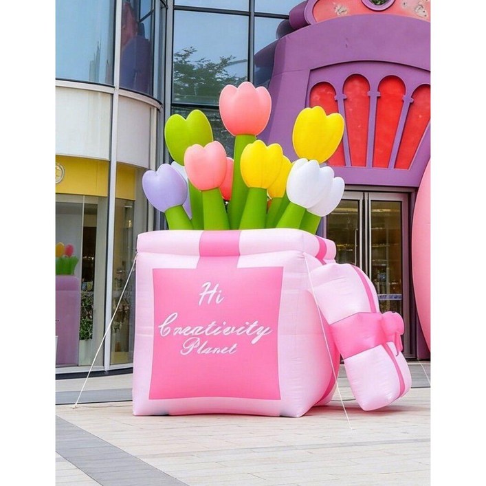 꽃바구니 에어풍선 꽃 플라워박스 장식풍선 포토존 행사 포토라인 인스타, 튤립 3m 송풍기포함