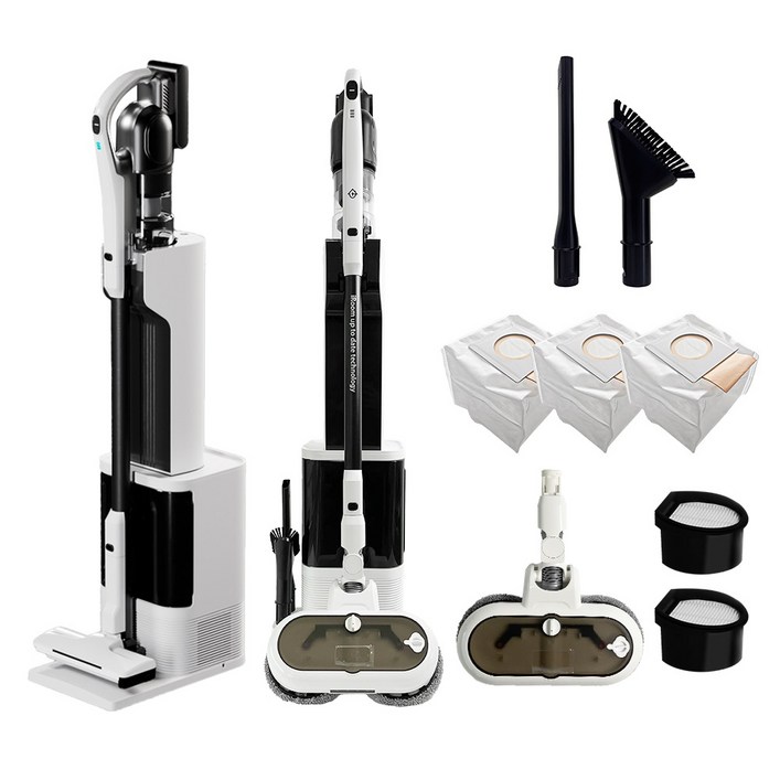 최신형 차이슨 AI 자동 충전 먼지 비움 올인원 스마트 타워 무선청소기, AI TOWER 청소기 + 물걸레키트, 화이트