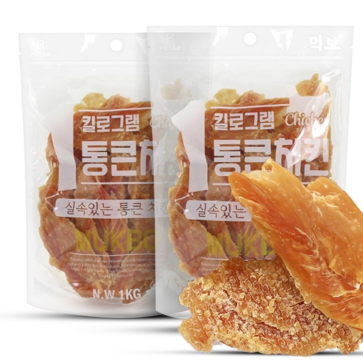 먹보 강아지 대용량 실속 상품 치킨 오리 육포 간식, 2개, 1kg, 치킨 안심스테이크 먹보 강아지 대용량 실속 상품 치킨 오리 육포 간식, 2개, 1kg, 치킨 안심스테이크