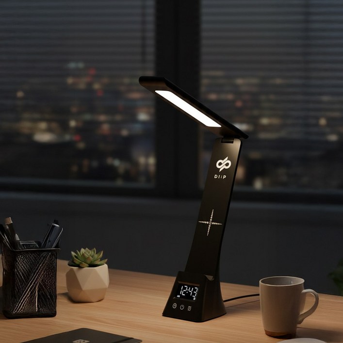 디프 학습용 접이식 조명 LED 스탠드, 블랙