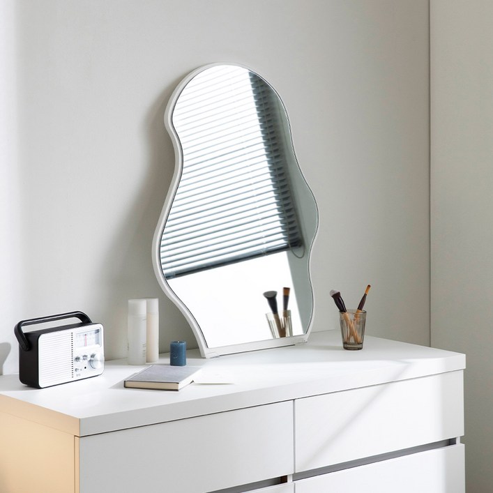무료배송 파로마 마티니 비정형 탁상거울 웨이브 포토존거울, 화이트