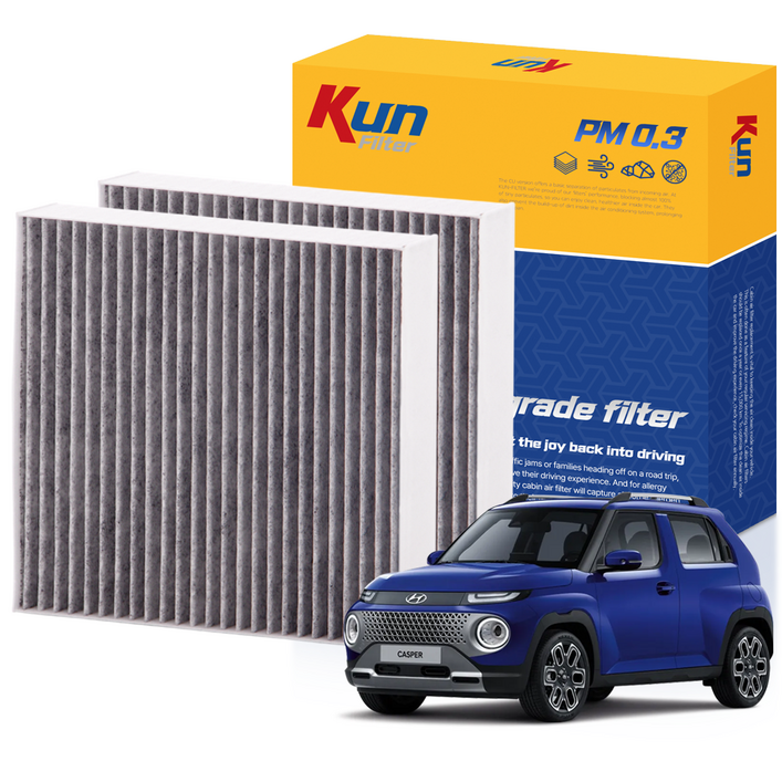 11 쿤필터 PM0.3 활성탄 초미세먼지 향균 탈취 차량용 에어컨필터 현대 자동차, 2개, 캐스퍼 일렉트릭 1세대AX1 EV V122