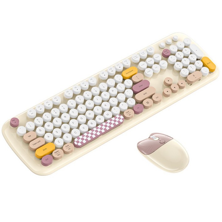hoco. 저소음 무선 키보드 마우스 귀여운 2.4G HOCO 키보드 마우스 세트, Rice white, 단일상품, 일반형